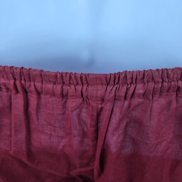 Indian Cotton Pants Dark Red Colorful Stripes Elastic Waist Adj Ankle Ties - Picture 10 of 13